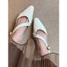 Glymoria Women's New French Woven Mary Janes, Thick Heel Hollow Out Shoes With One Strap, Versatile Elegant Slip-ons