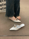 Glymoria Chuyu French Style Mules, Closed Pointed Toe Shallow Cut Slip-On Sandals, Anti-Slip Simple Versatile Outdoor Backless Shoes